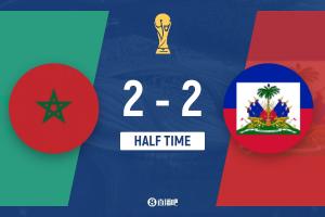 半场-摩洛哥2-2海地 赛巴里破门阿什拉夫传射伊西多尔超级世界波
